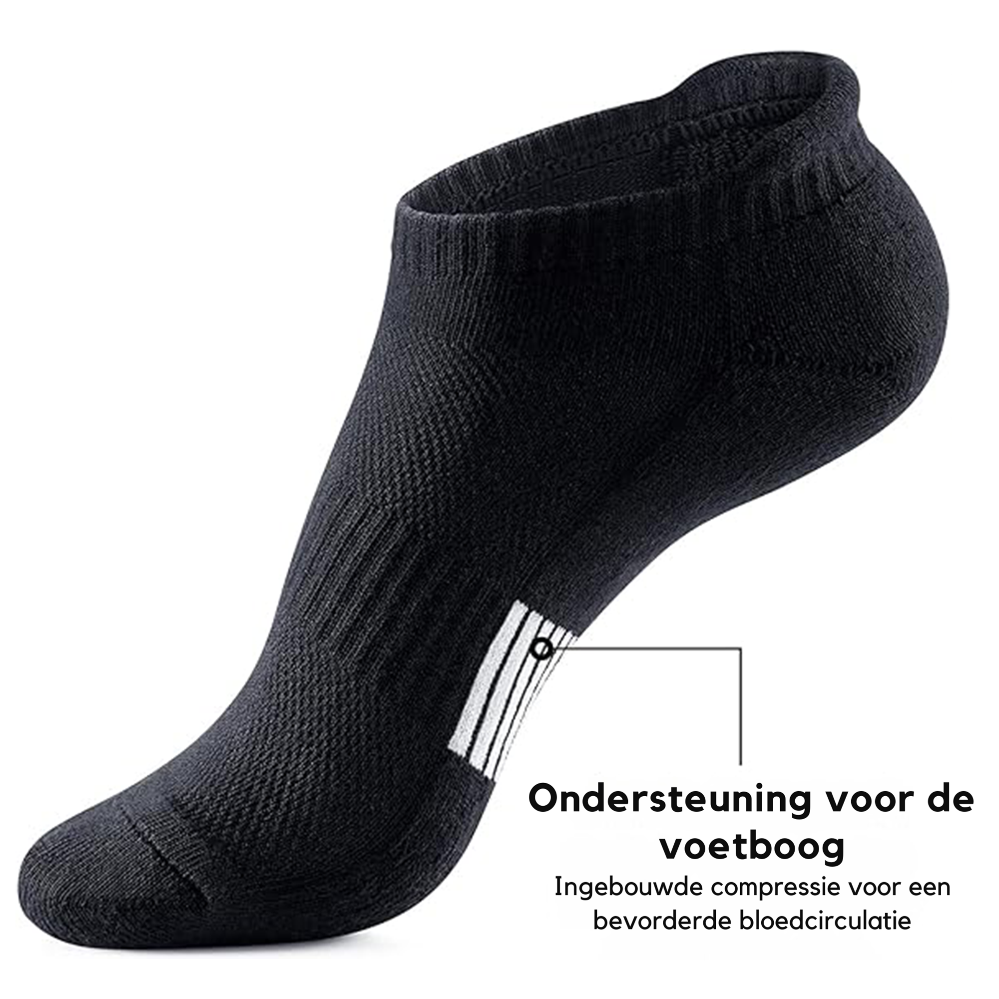 Enkelsokken 5-Pack | Sneakersokken 5x Zwart