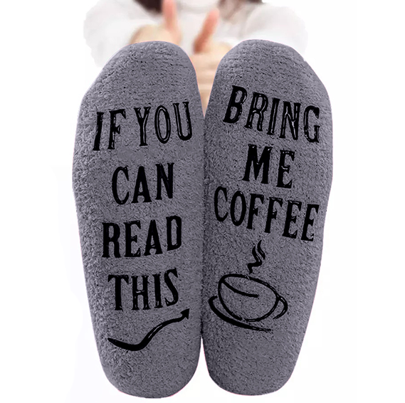 If you can read this, bring me coffee | Fluffy Huissokken | Grijs