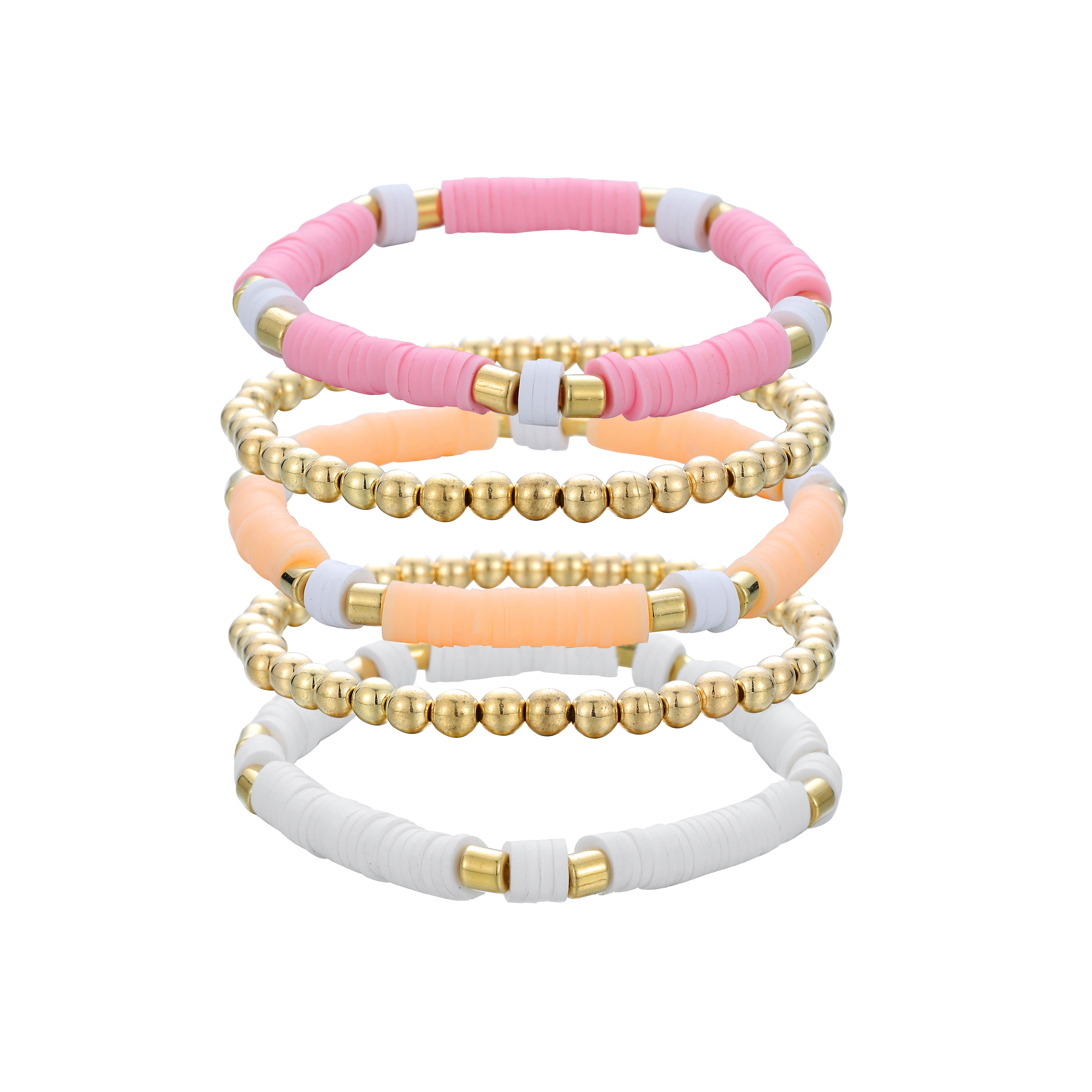 Armband Dames Set 5 Stuks | Roze & Wit