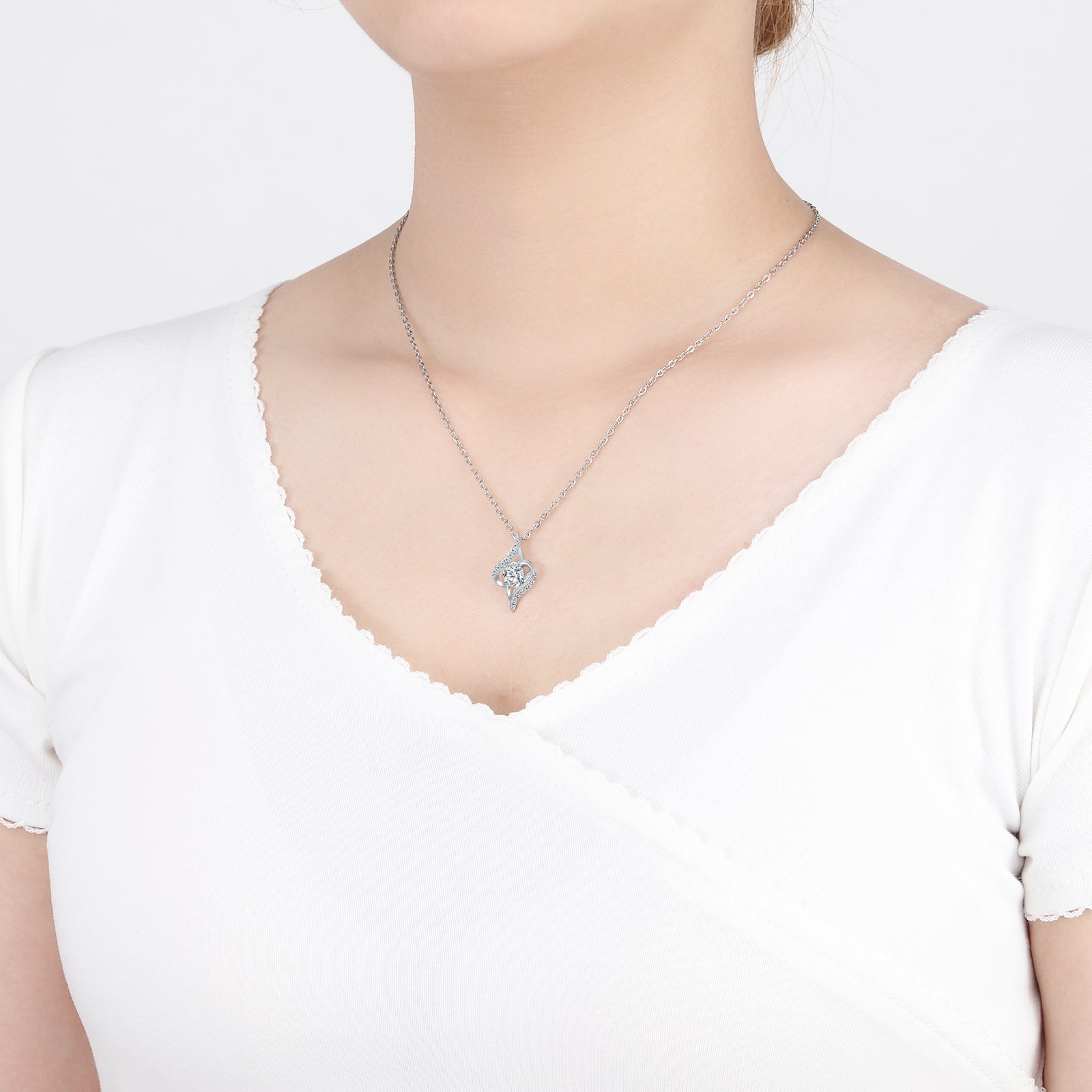 Ketting Dames | Hug Diamant | Zilver RVS | Zirkonia