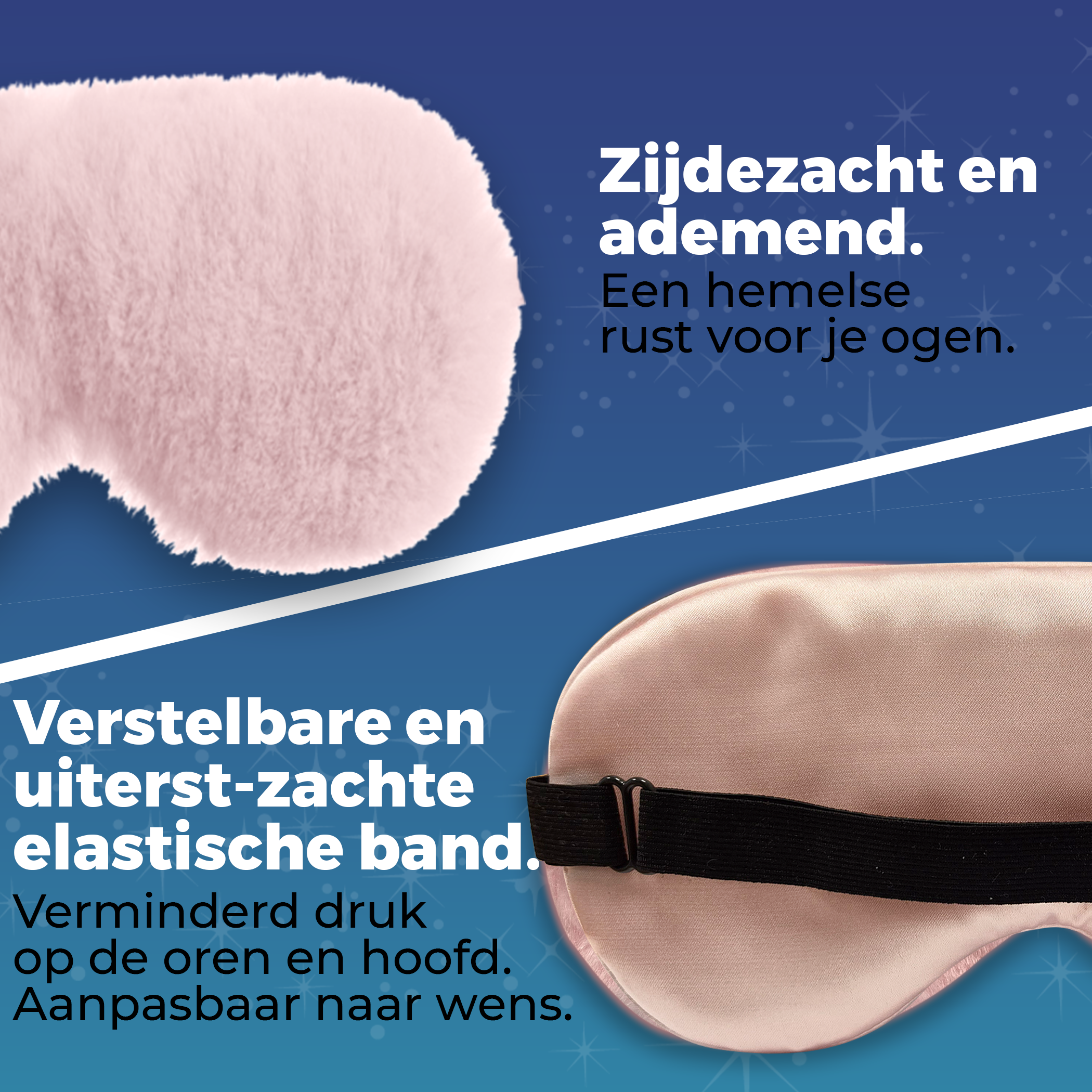 Verstelbaar Slaapmasker met Opbergzakje | Roze Fluffy Zijde