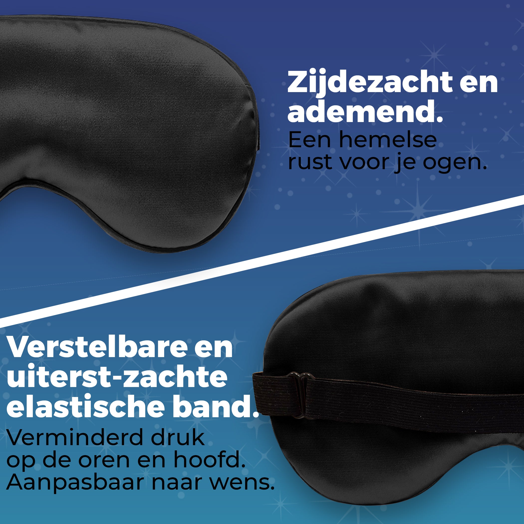 Verstelbaar Slaapmasker met Opbergzakje | Zwart Zijde