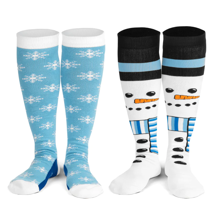 Grappige Sokken | Sneeuwvlokken & Sneeuwpop | 2-pack
