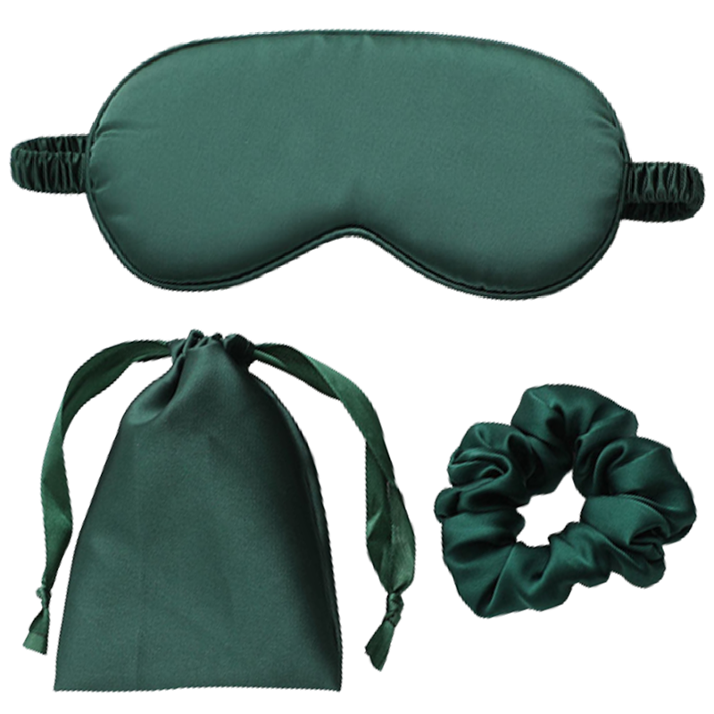 slaapmasker met bijpassend zakje en scrunchie groen | cadeauplek