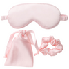 slaapmasker met bijpassend zakje en scrunchie roze | cadeauplek