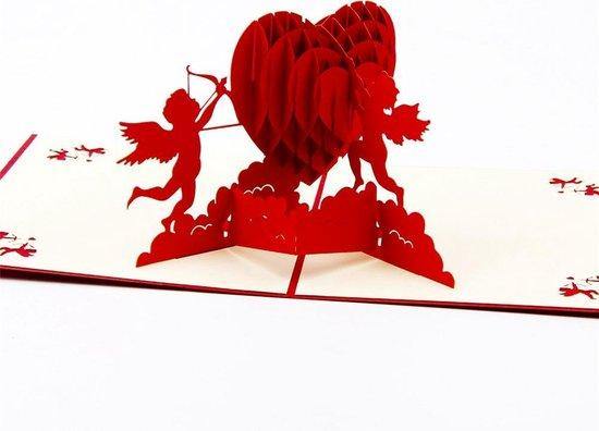 3D Pop-up Wenskaart Cupido, geopend, Witte Achtergrond | Cadeauplek