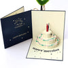 Afbeelding in Gallery-weergave laden, 3D pop-up wenskaart voor verjaardag met taart, blauw, geopend | Cadeauplek