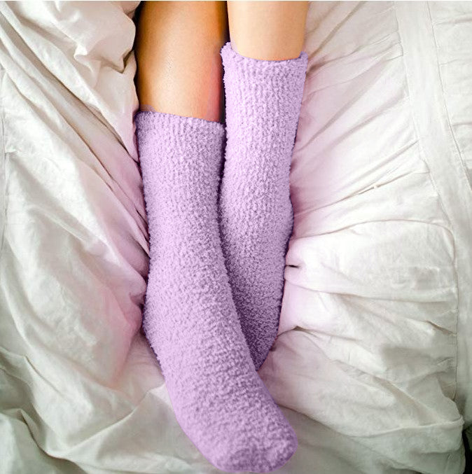 Fluffy huissokken, bring me coffee paars op bed | cadeauplek