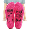 Fluffy huissokken mom off duty roze, onderkant | Cadeauplek