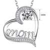 Zilveren Mom Ketting | Rood/Wit Diamant Cadeauplek