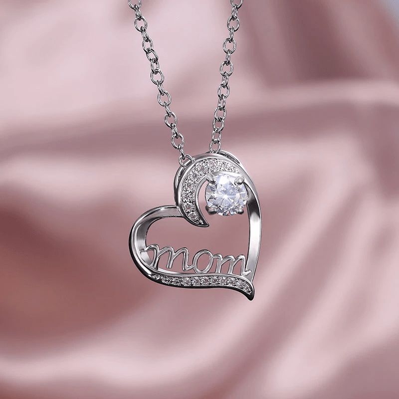 Zilveren Mom Ketting | Witte Diamant Cadeauplek