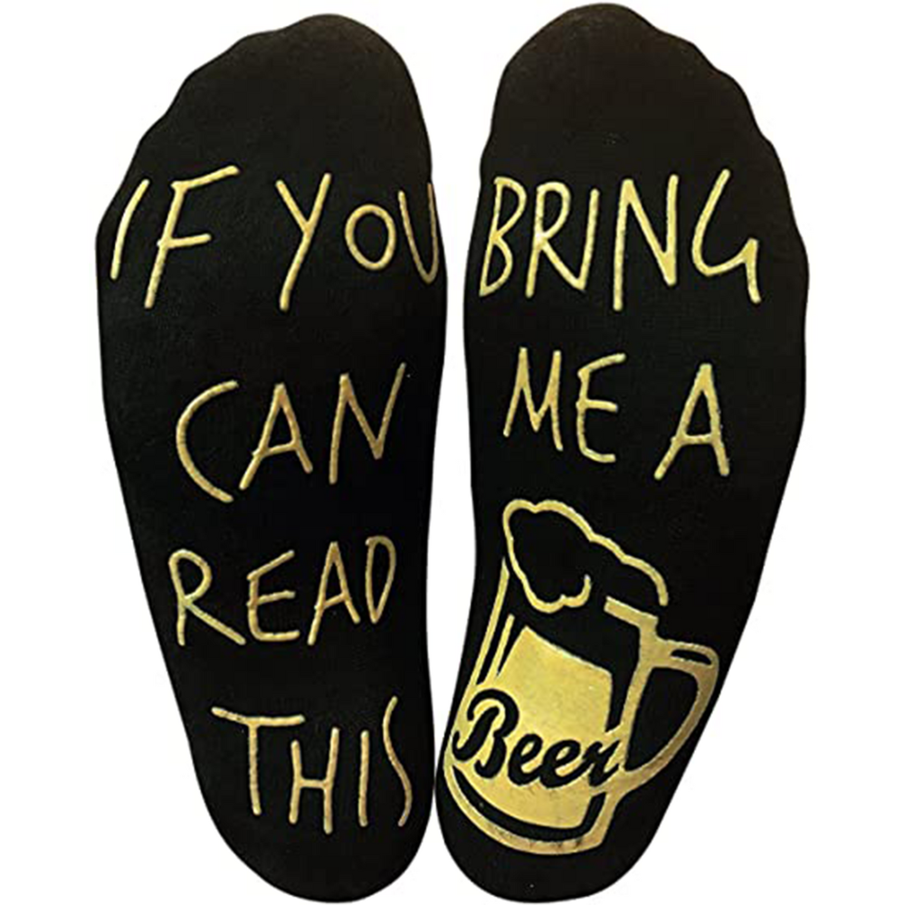 grappige sokken, bring me a beer goud | cadeauplek
