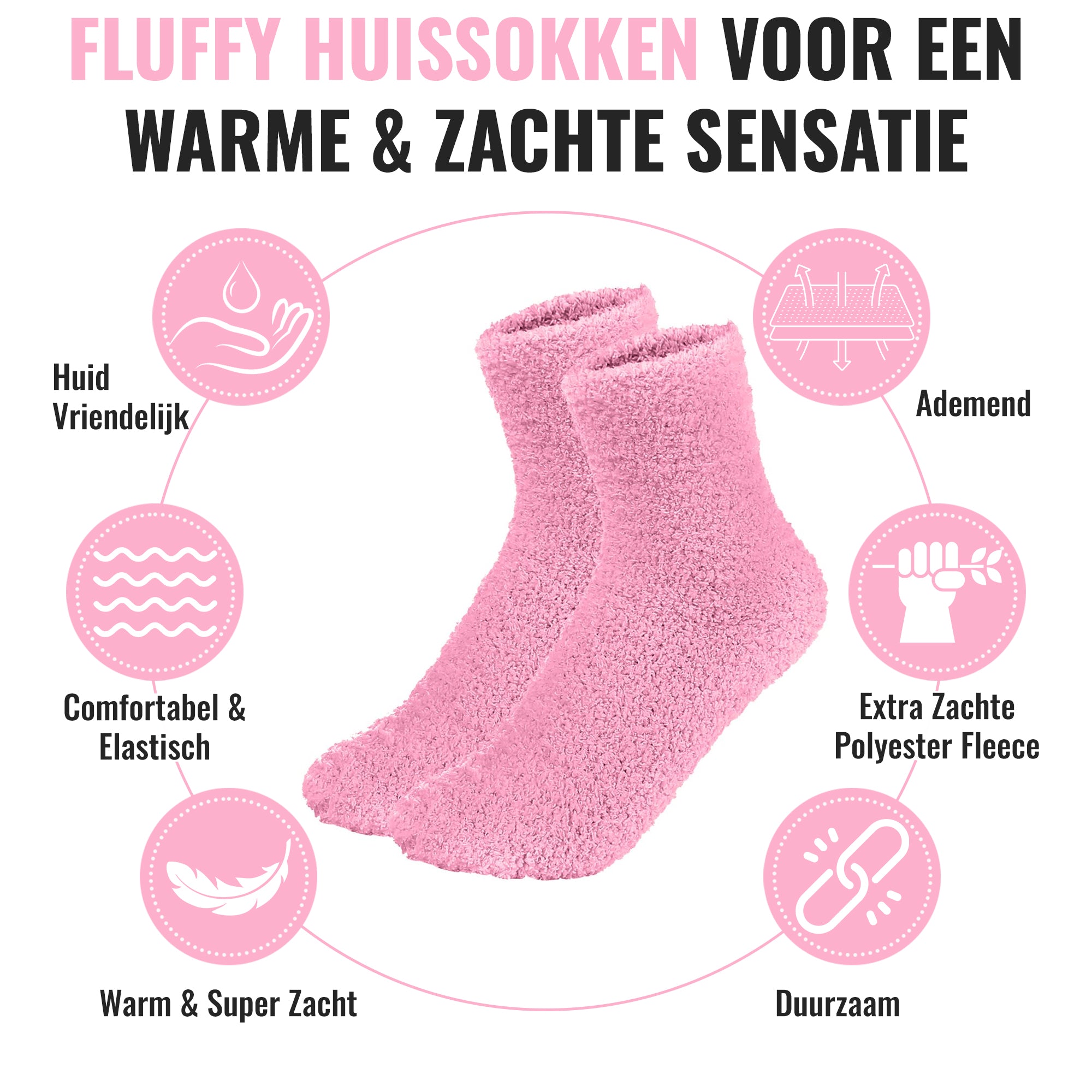 Fluffy Sokken | Roze 2-Pack