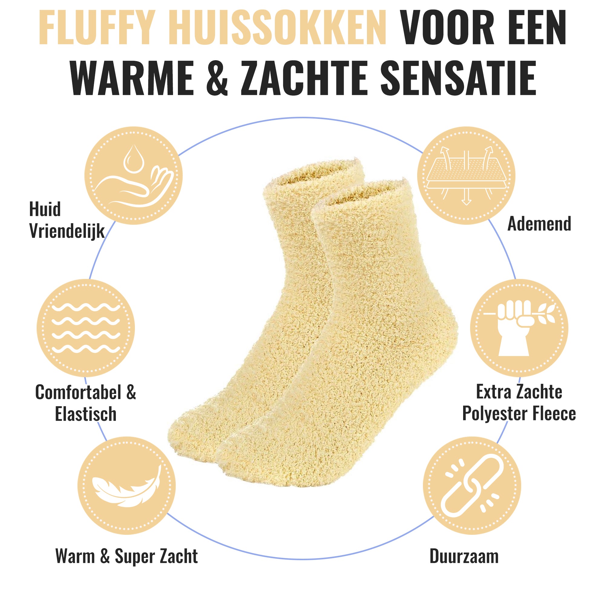 Fluffy Sokken | Geel 2-Pack