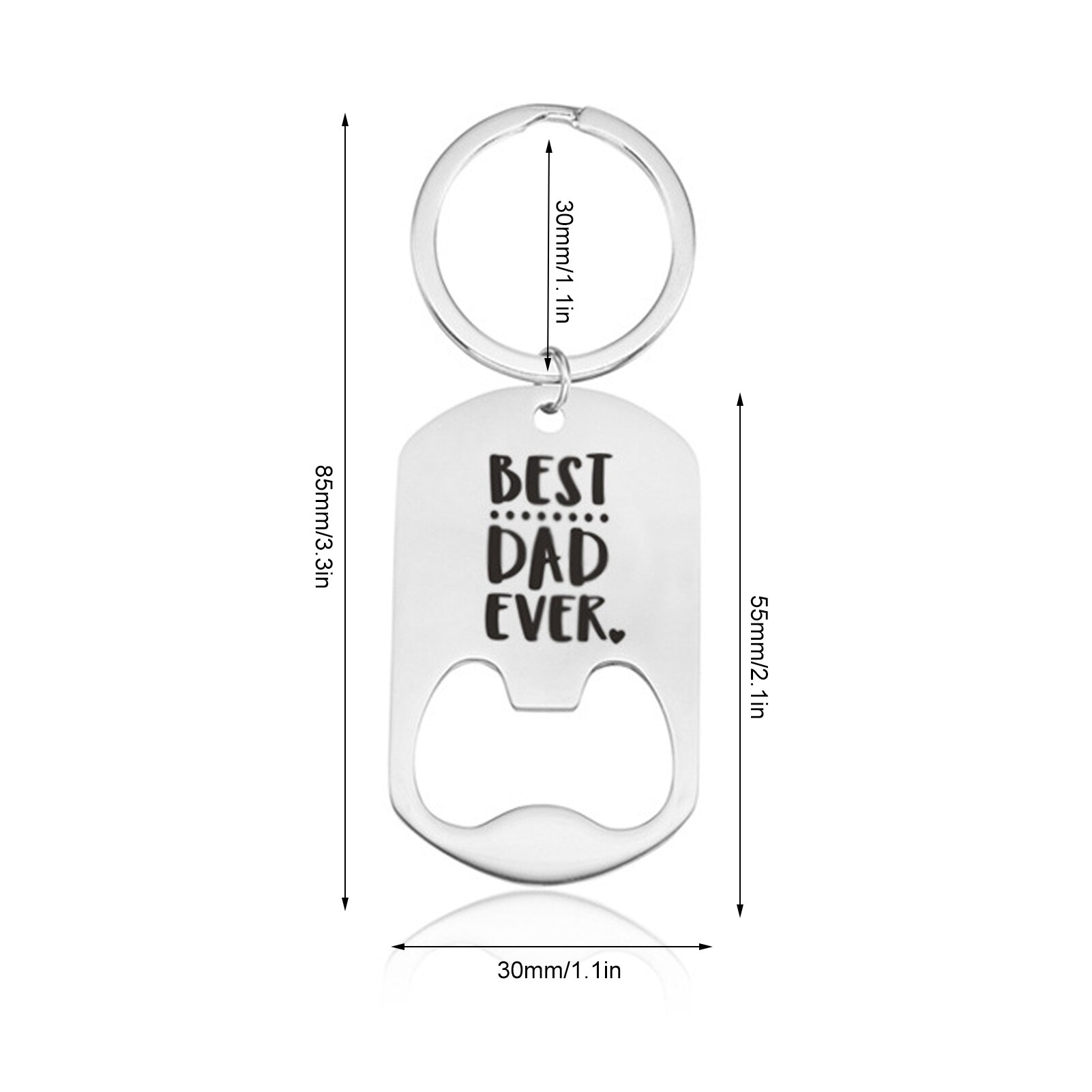 Sleutelhanger & bieropener voor vader, Best Dad Ever, afmetingen| Cadeauplek