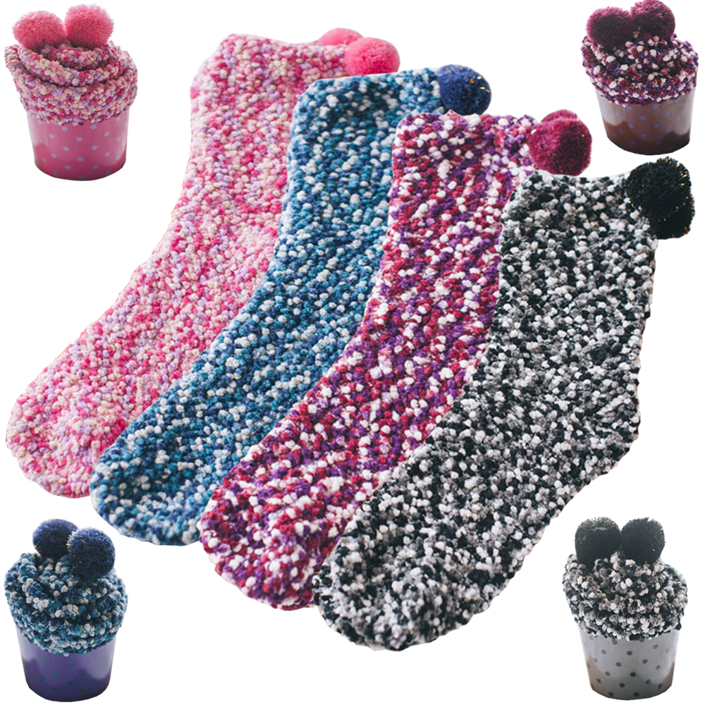 fluffy sokken 4-pack donkere kleuren met cupcakeverpakking | cadeauplek