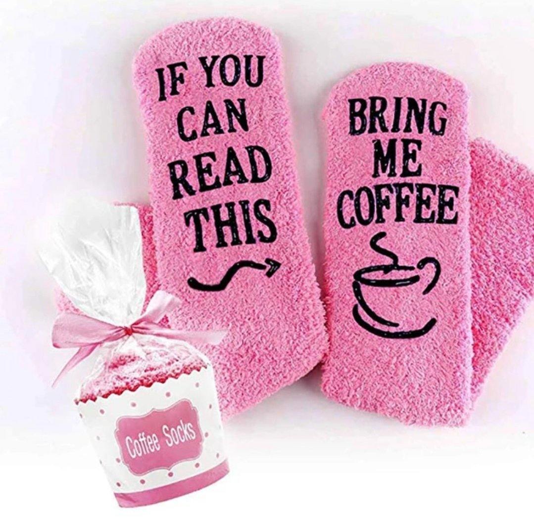 Fluffy huissokken, bring me coffee roze | cadeauplek
