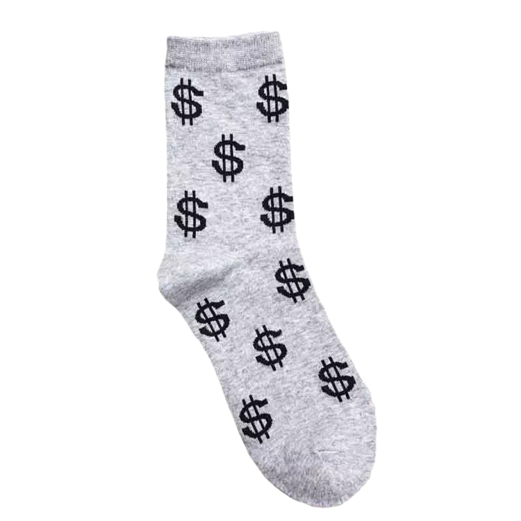 Grappige sokken met dollar tekens grijs | cadeauplek