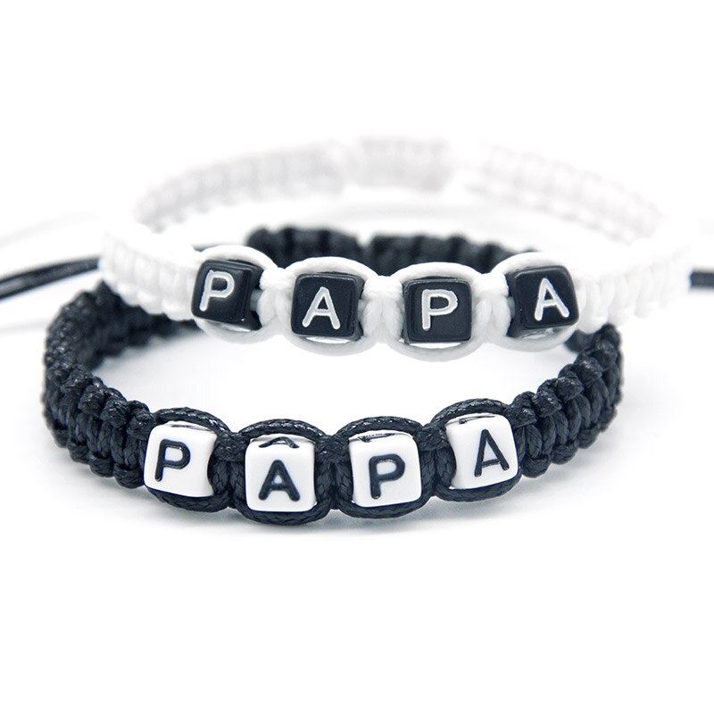 Handgemaakte Armband Papa Vaderdag Cadeau Wit en Zwart | Cadeauplek