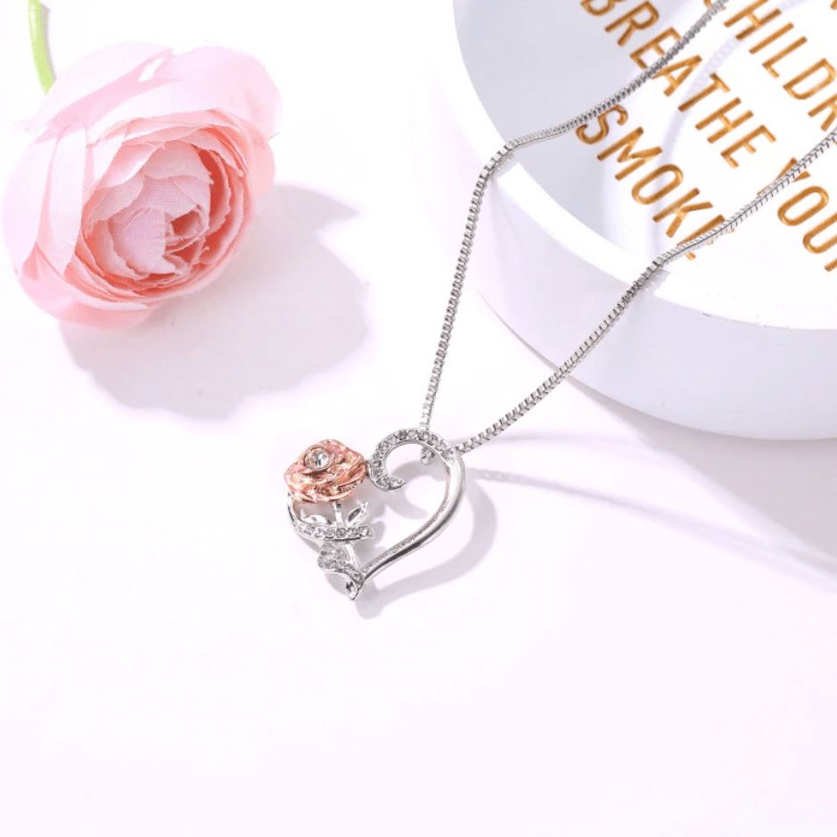 Zilveren Hart Ketting | Roos & Diamant Cadeauplek