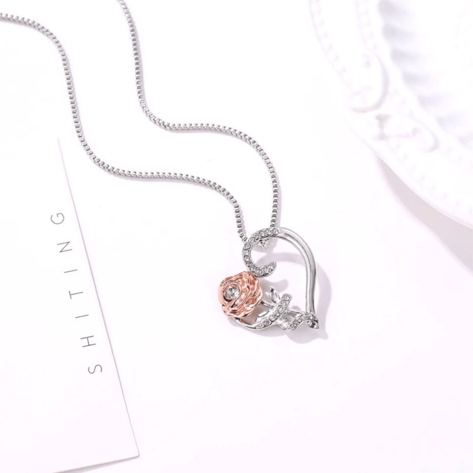Zilveren Hart Ketting | Roos & Diamant Cadeauplek